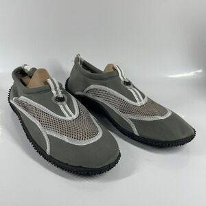 Strand Water Shoes Olive Green Gray Mesh Slip On Beach Pool Aqua Socks Mens 9